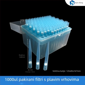 Jednokratne filtrirane pipetne vrhovi, 10–1000 μL, sterilno pakiranje, Han Yining