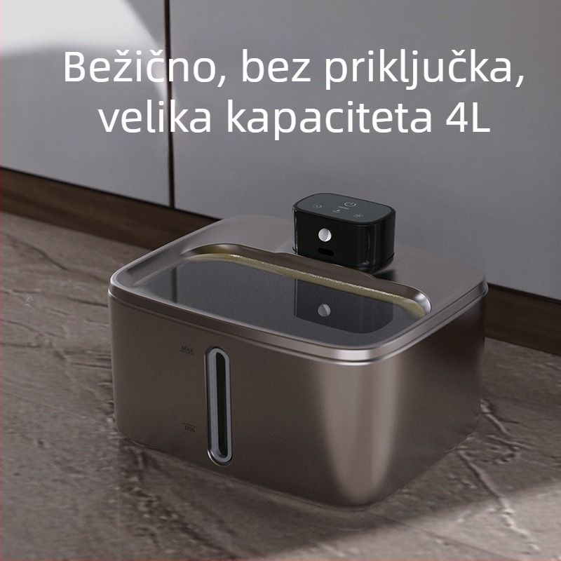 Dispenzer za vodu za kućne ljubimce od nehrđajućeg čelika, dvomodno napajanje, kapacitet 4 L, odvojiv, pogodan za pse i mačke, model YPD-C016