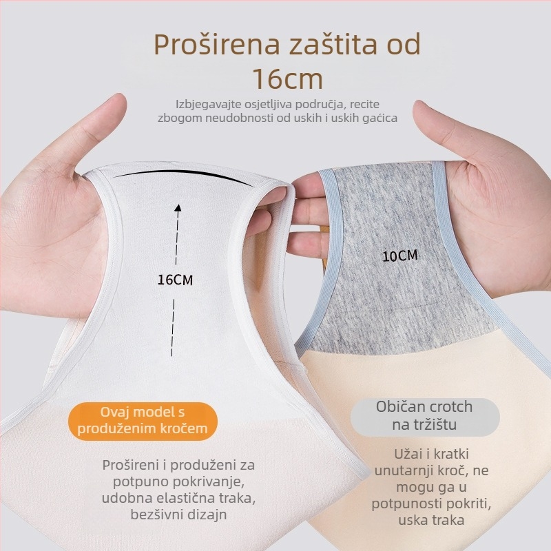 Bonas ženske antibakterijske pamučne gaćice bez šavova s produženom preponom, medicinske klase pamuka klase A