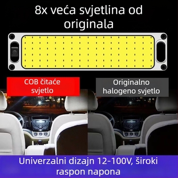 COB LED svjetlo za krov vozila — ulaz 12-85V, 54/87/108 LED, dimenzije 28×6,5×2,9 cm