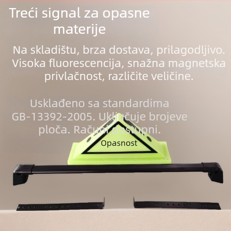 Automobilsko krovno svjetlo OLT-B2 — magnetska trokutna marker lampica za opasne robe, PP, kompatibilno sa svim modelima