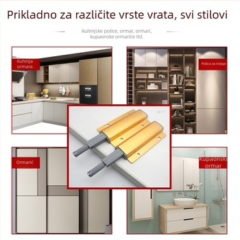 Aluminijski amortizer za vrata ormara i ladice — bez ručke, samoodbojni mehanizam, elektroplatirani završni sloj