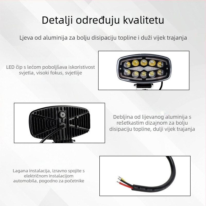 LED reflektor za automobilni krov, aluminijsko kućište, model work135, napon 10–60V, vijek trajanja 50000h, univerzalna kompatibilnost