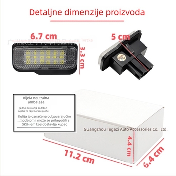 LED svjetlo za registracijsku pločicu Tesla Model S – 12V, 3W, 2835 LED, vijek trajanja 30.000 h, kompatibilno s Model S