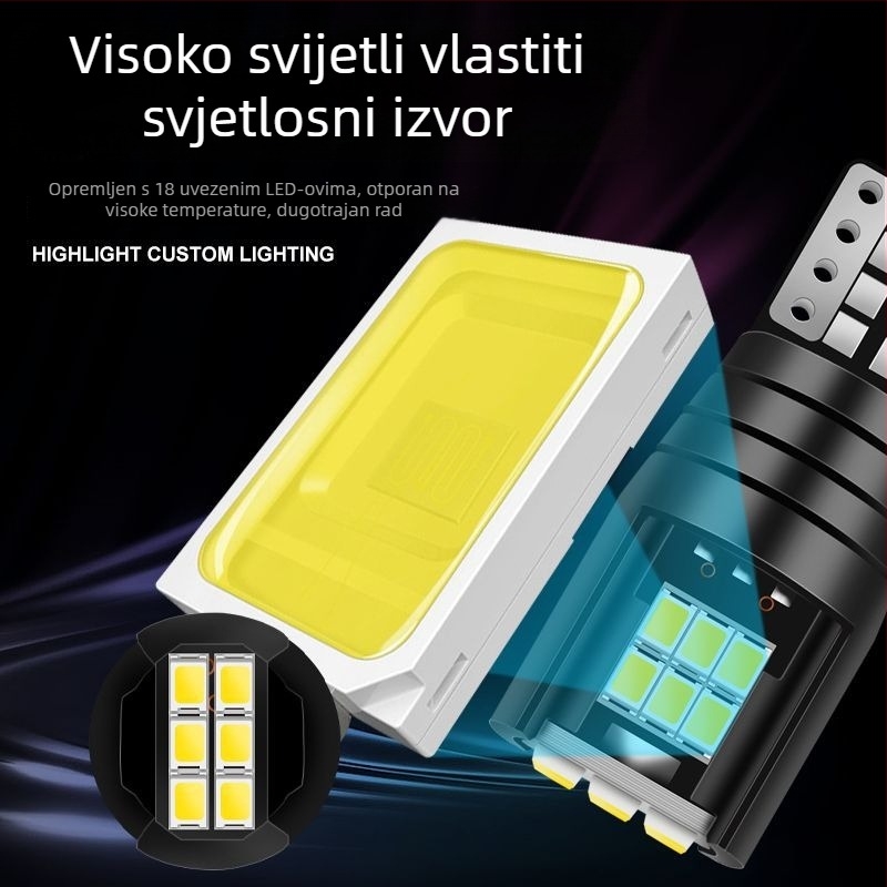 LED svjetlo za registarsku pločicu automobila - 18-SMD, baza T10/W5W, univerzalna kompatibilnost, model T10171