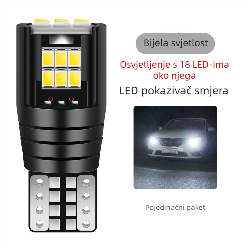 LED svjetlo za registarsku pločicu automobila - 18-SMD, baza T10/W5W, univerzalna kompatibilnost, model T10171