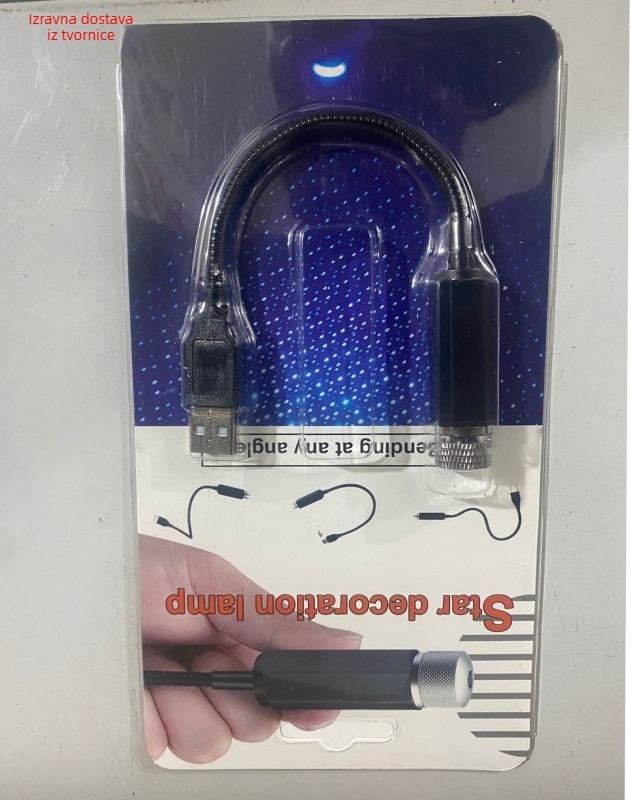 Unutarnji projektor zvjezdanoj nebeske ploče za automobil – USB napajanje, model A01, aluminijska konstrukcija, 12V, 1.5W