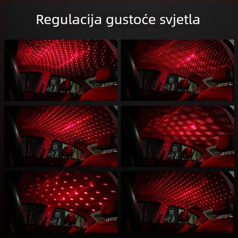 Unutarnji projektor zvjezdanoj nebeske ploče za automobil – USB napajanje, model A01, aluminijska konstrukcija, 12V, 1.5W