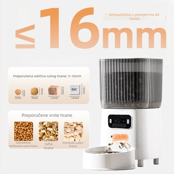 Automatska hranilica za kućne ljubimce s širokokutnim videom, dvobandna 5G veza, vremensko i dozirano hranjenje, upravljanje putem aplikacije, odvojiva, za pse i mačke