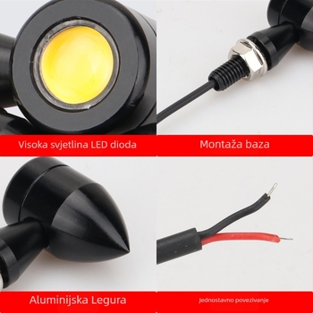 Svjetlo za registarsku pločicu motocikla – visokoučinkovita LED Eagle Eye, svjetlo za vožnju unatrag i upozoravajuće svjetlo, aluminij+LED, 12V, univerzalno