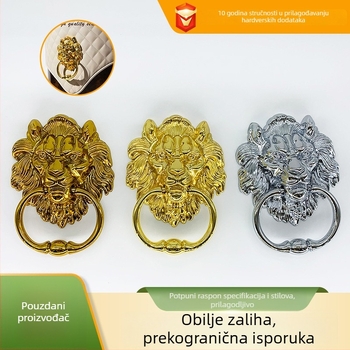 Držač vrata s glavom lava i velikim povlačnim prstenom — cinkovog legura, lijevanje pod tlakom, novi kineski stil, za ormariće, ladice i vrata garderobe