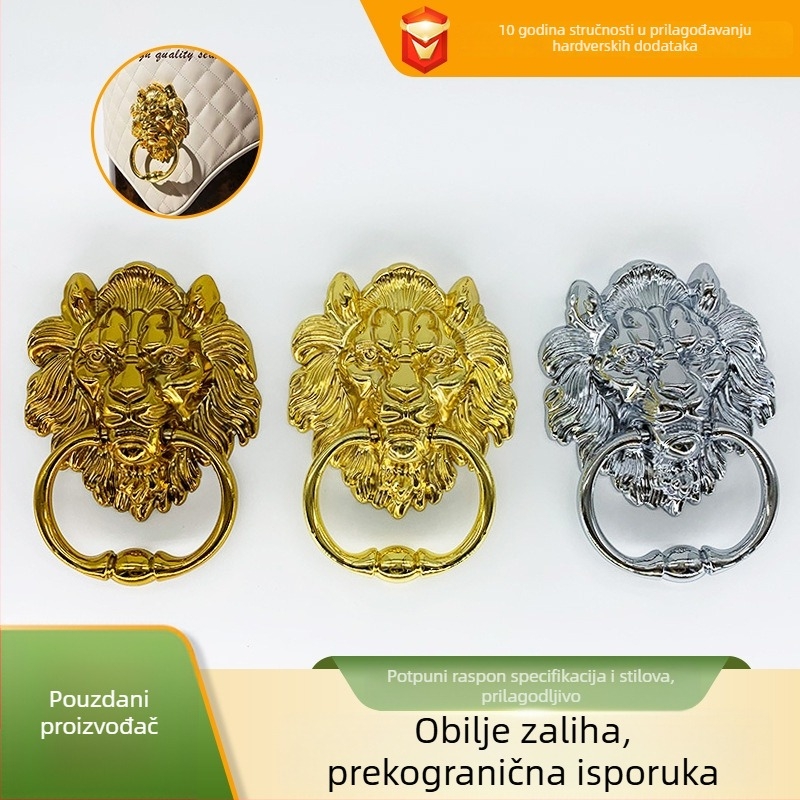 Držač vrata s glavom lava i velikim povlačnim prstenom — cinkovog legura, lijevanje pod tlakom, novi kineski stil, za ormariće, ladice i vrata garderobe