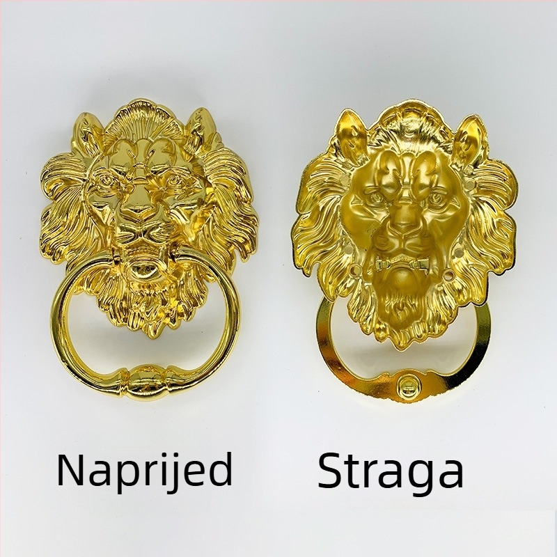 Držač vrata s glavom lava i velikim povlačnim prstenom — cinkovog legura, lijevanje pod tlakom, novi kineski stil, za ormariće, ladice i vrata garderobe