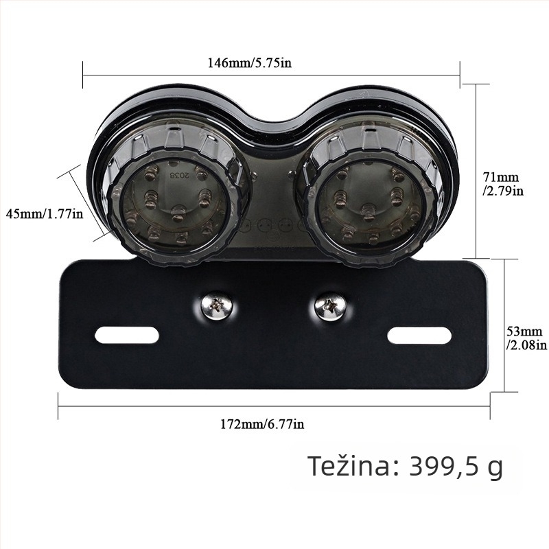 LED stražnje svjetlo za motocikl MOTOR071, 12V, LED izvor, trajanje 50000h, univerzalna kompatibilnost