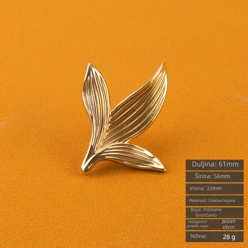 Drška za ormar u obliku latice, s jednim otvorom, cinkova legura, elektroplatinirana Kadillon 6149