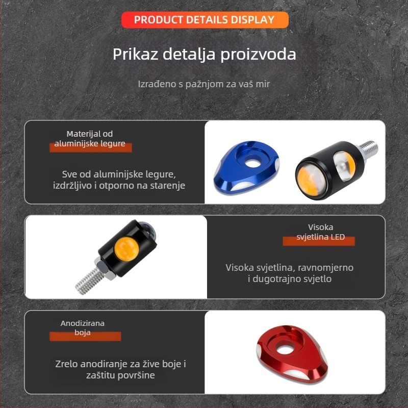 Motocikl LED pokazivač smjera traka s aluminijskom pločom i COB Eagle-Eye dvostruko svjetlo (Model drl134+mp057, 12V, vijek trajanja 50 000 h)