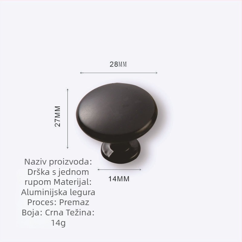 Držač za namještaj – aluminijska i cinkova legura, gljiva oblik kružne ručke s jednom rupom, model KY-811, elektroplatirani završetak