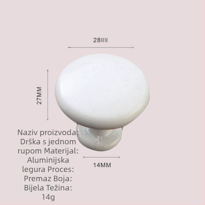 Držač za namještaj – aluminijska i cinkova legura, gljiva oblik kružne ručke s jednom rupom, model KY-811, elektroplatirani završetak