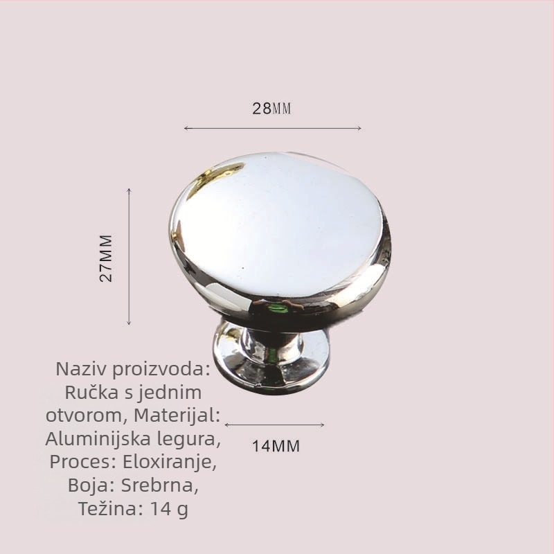 Držač za namještaj – aluminijska i cinkova legura, gljiva oblik kružne ručke s jednom rupom, model KY-811, elektroplatirani završetak