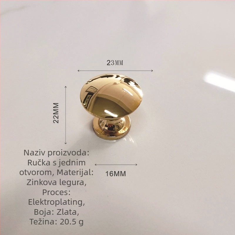 Držač za namještaj – aluminijska i cinkova legura, gljiva oblik kružne ručke s jednom rupom, model KY-811, elektroplatirani završetak