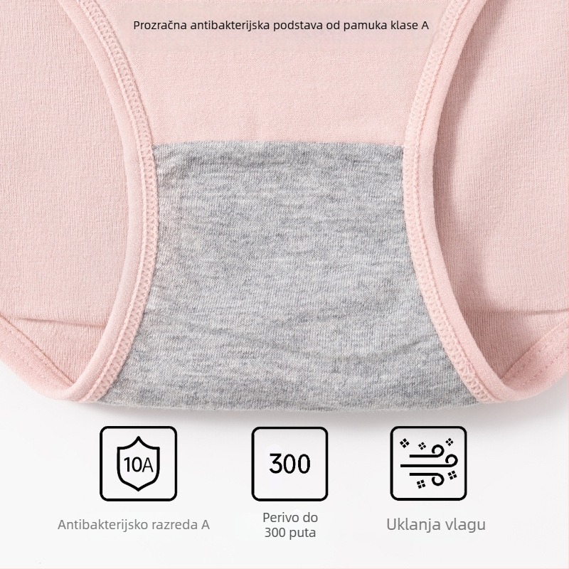 Ženske menstrualne gaćice, visokog struka, zaštita od curenja, glavni materijal 95% pamuk, podšivka 100% pamuk