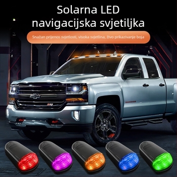 LED solarno krovno svjetlo za kamione i pickup vozila – bežični, bljeskalno svjetlo i pilotsko svjetlo, model warning020, 12V, PVC, univerzalna kompatibilnost, prilagodljivo