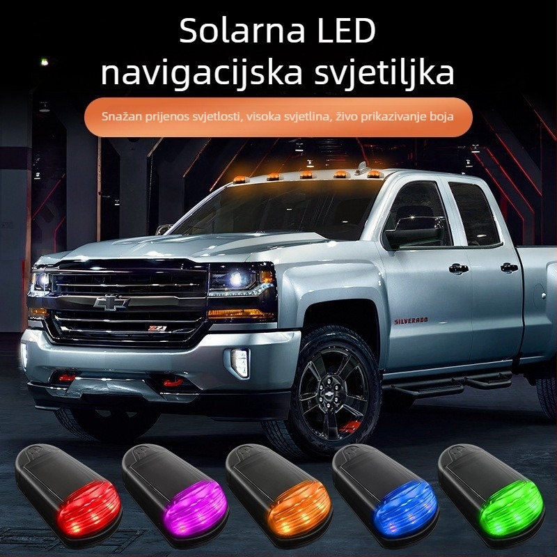 LED solarno krovno svjetlo za kamione i pickup vozila – bežični, bljeskalno svjetlo i pilotsko svjetlo, model warning020, 12V, PVC, univerzalna kompatibilnost, prilagodljivo