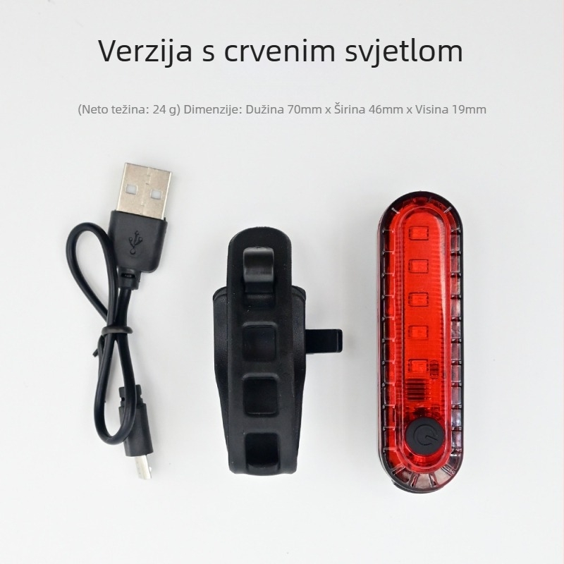 Stražnje svjetlo za planinski bicikl, s mogućnošću punjenja, za noćnu vožnju, bljeskan način, kompatibilno s planinskim, cestovnim i balansnim biciklima