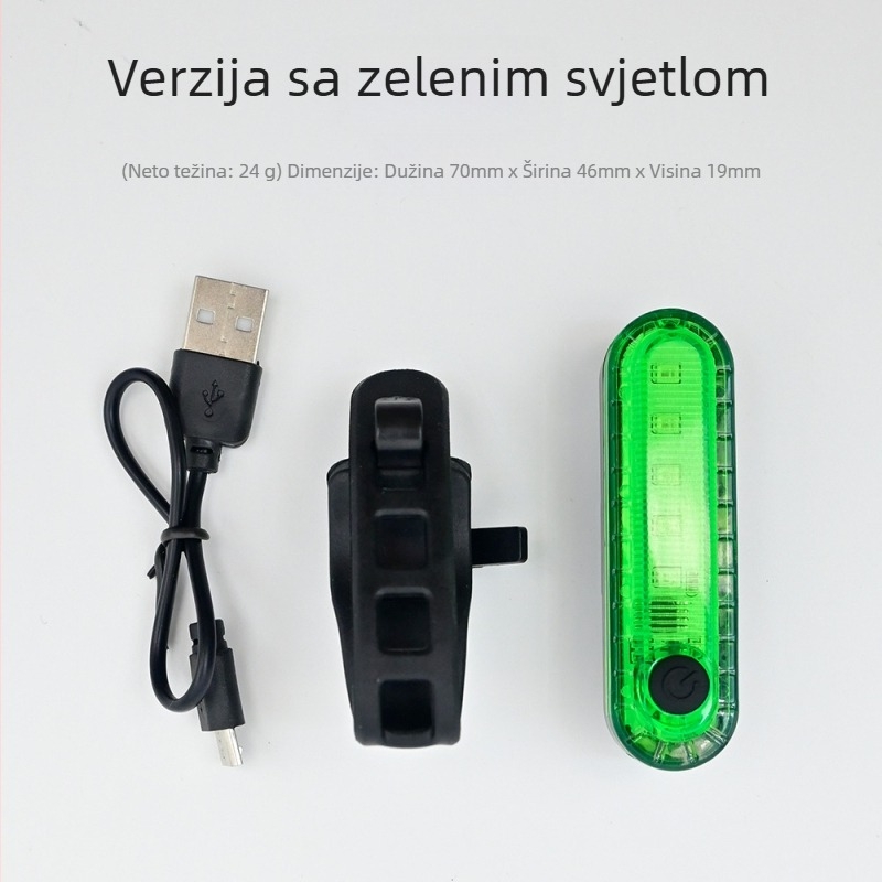 Stražnje svjetlo za planinski bicikl, s mogućnošću punjenja, za noćnu vožnju, bljeskan način, kompatibilno s planinskim, cestovnim i balansnim biciklima