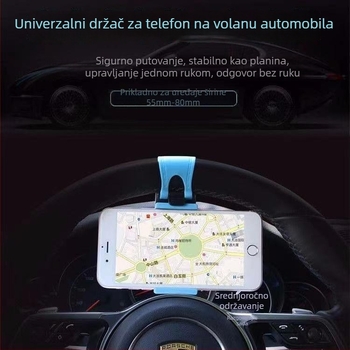 Držač za mobitel za volan automobila, prenosni plastični nosač, model volana, opća kompatibilnost, podržava prilagodbu