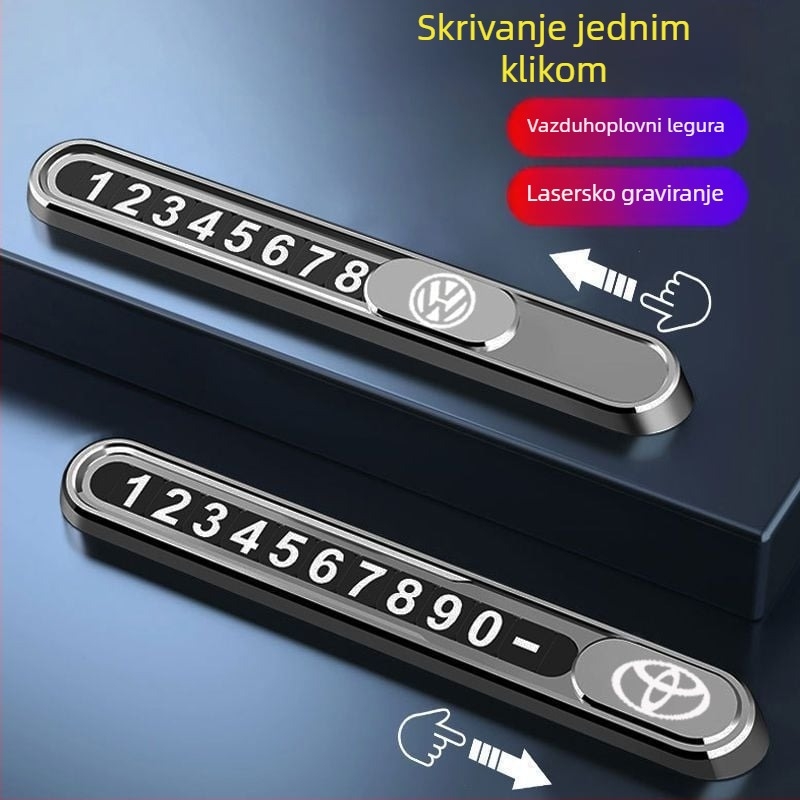 Metalni privjesak privremenog parkinga automobila s kontakt telefonom – stilizirani dodatak vozilu; Marka Ancient style; Materijal Metal; Ispis logotipa Moguće; Tip Drugi