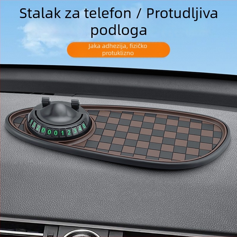 Protuklizna podloga za središnju konzolu automobila, PVC, 3-u-1 držač broja za parkiranje, marka Oral