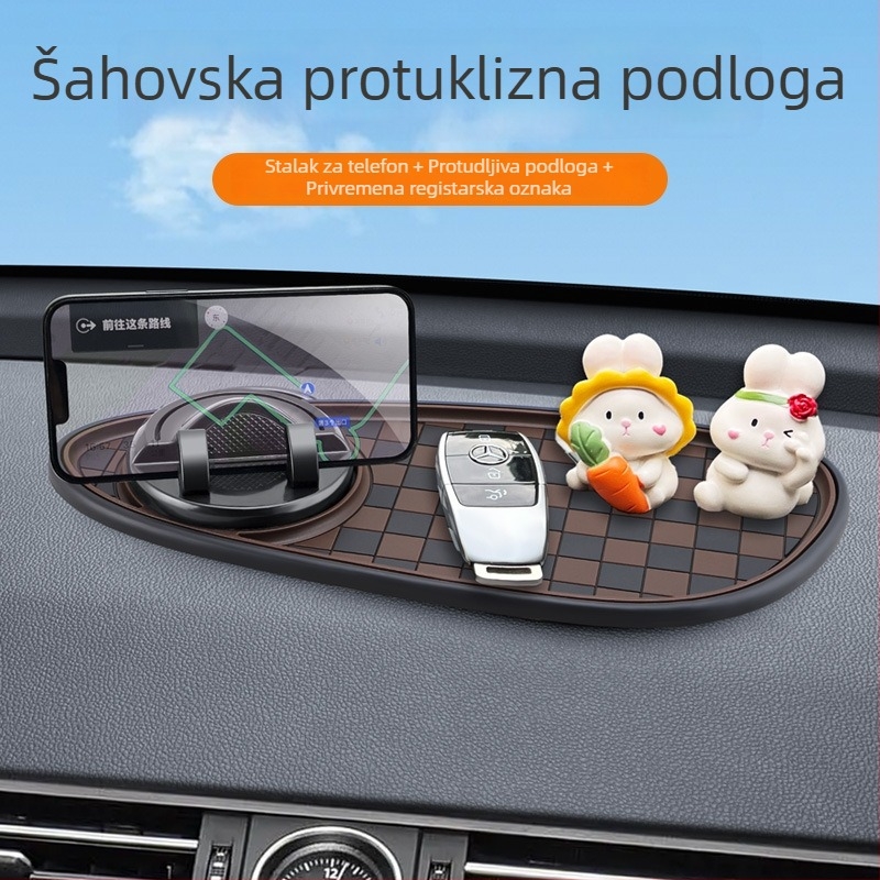 Protuklizna podloga za središnju konzolu automobila, PVC, 3-u-1 držač broja za parkiranje, marka Oral