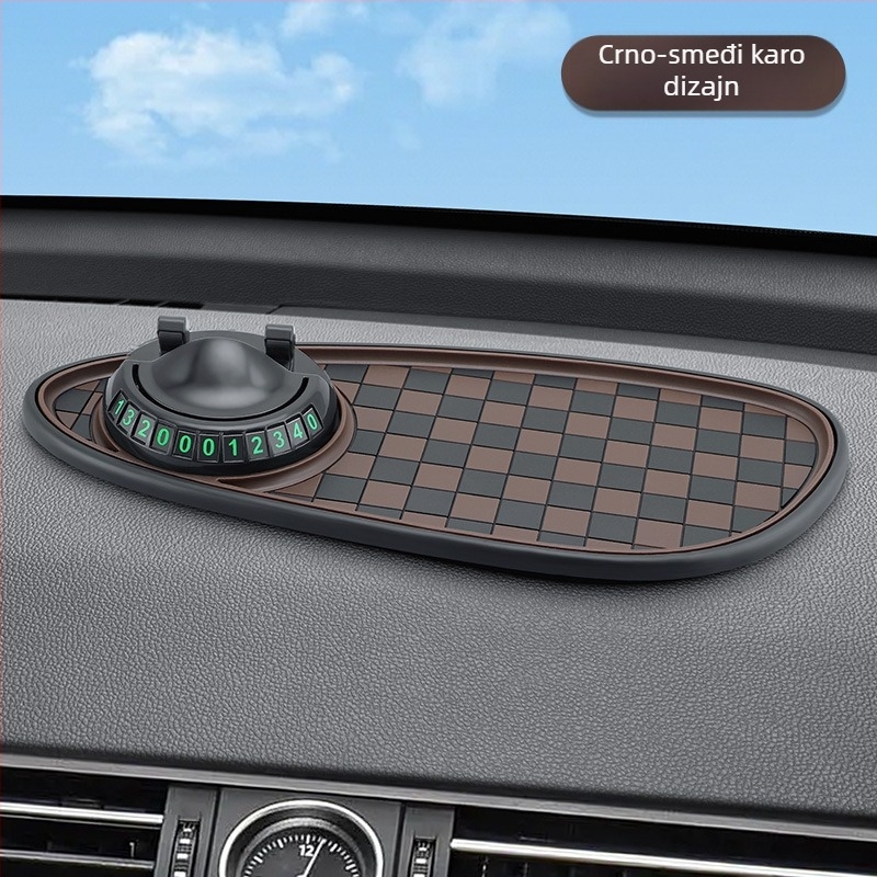 Protuklizna podloga za središnju konzolu automobila, PVC, 3-u-1 držač broja za parkiranje, marka Oral