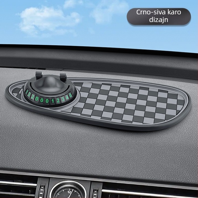 Protuklizna podloga za središnju konzolu automobila, PVC, 3-u-1 držač broja za parkiranje, marka Oral