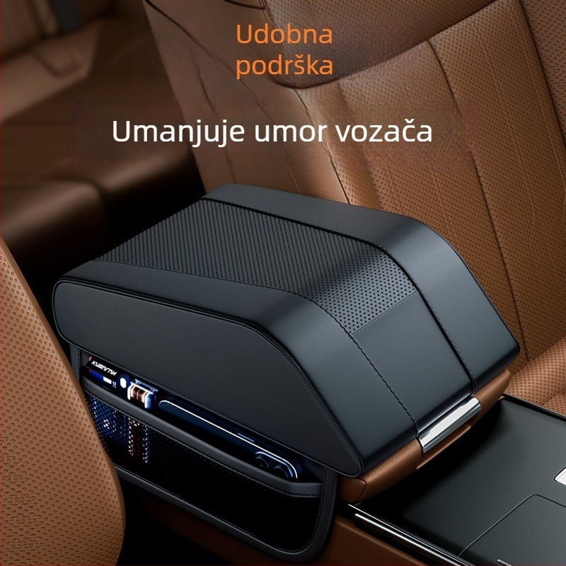 Kožni jastučić za naslon za ruku u automobilu, jastučić od memorijske pjene, univerzalni tip J, zaštitna navlaka