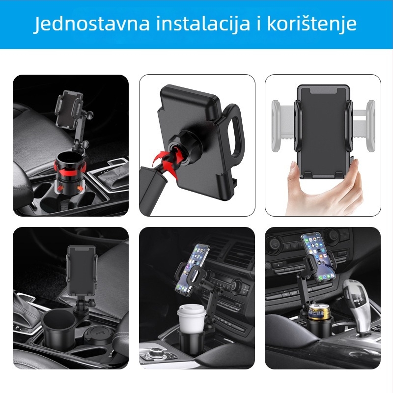 Auto držač čaše i držač za telefon – 2 u 1, PC/ABS materijal, model SD-1055, podrijetlo Yuyao/Ningbo/Zhejiang