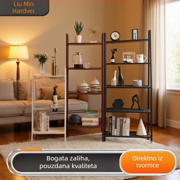 Šestero-slojni trapezni metalni regał za skladištenje, slobodno stojeći na podu, za kuhinju, spavaću sobu, kupaonicu i dnevni boravak