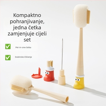 Dugačka četka za čišćenje čaša za bočice, šalice i slamke; 3-u-1 četka za prostore i spužva
