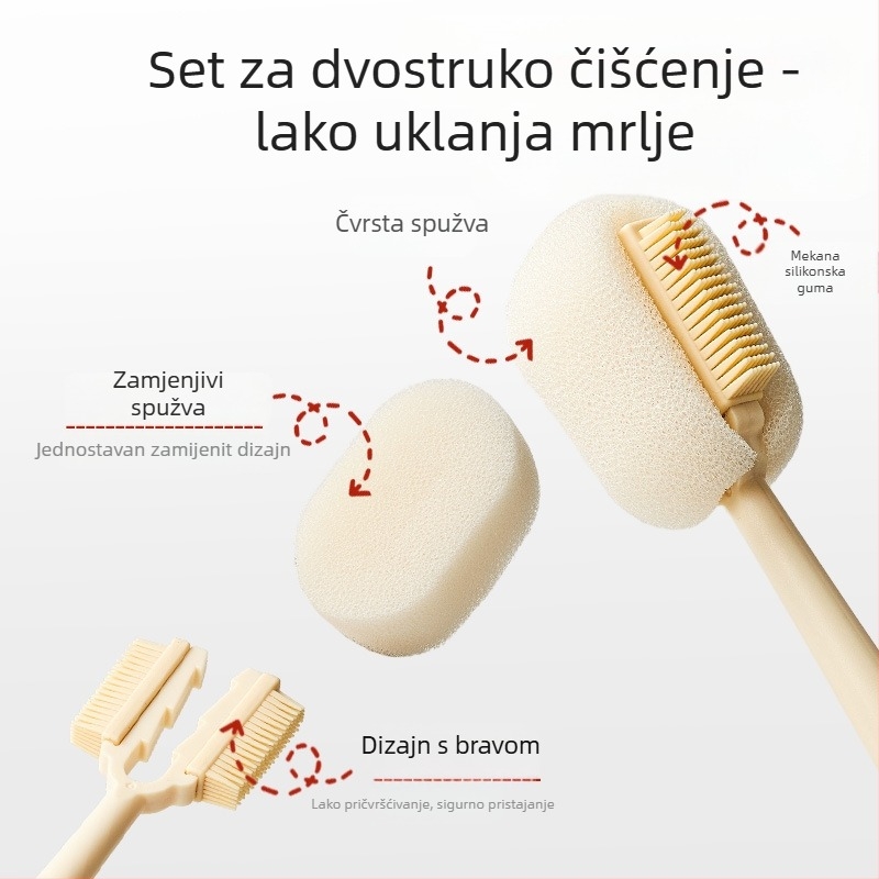 Dugačka četka za čišćenje čaša za bočice, šalice i slamke; 3-u-1 četka za prostore i spužva