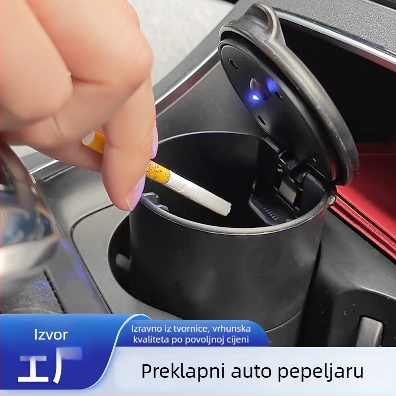 Auto pepeljara s poklopcem, plastična, vatrootporna, univerzalni model AC-819
