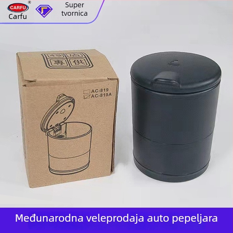 Auto pepeljara s poklopcem, plastična, vatrootporna, univerzalni model AC-819