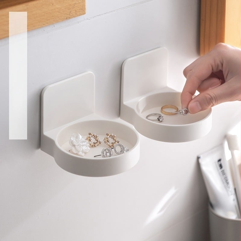 Plastični zidni regaľ za kupaonicu, bez bušenja, s vakuumskim pričvršćivanjem, jednoslojni, za sredstva za dezinfekciju ruku, četkice za zube i čaše