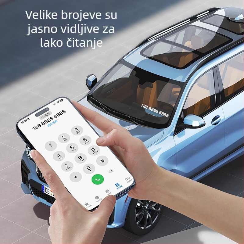 2-u-1 znak za parkiranje s pomičnim telefonskim brojem na vozilu, metalna konstrukcija, mogućnost tiska logotipa