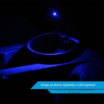 Automobilski pepeljara s LED lampicama i poklopcem — plastično tijelo, 190 g