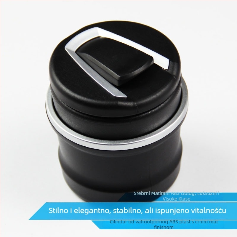 Automobilski pepeljara s LED lampicama i poklopcem — plastično tijelo, 190 g