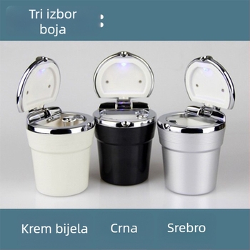 Viseći auto pepeljara s poklopcem, LED rasvjetom, od plastike i imitacije metala, višefunkcionalni unutarnji dodatak