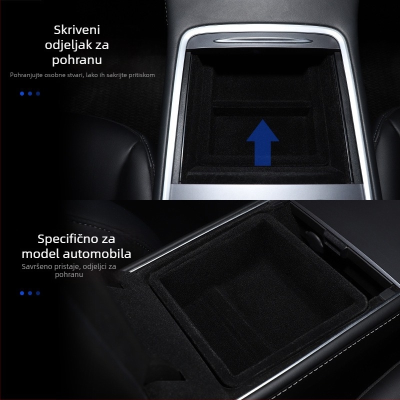 Kutija za pohranu središnje konzole za Tesla Model Y i Model 3 — plastika, težina 30, XF-11, prilagodba dostupna