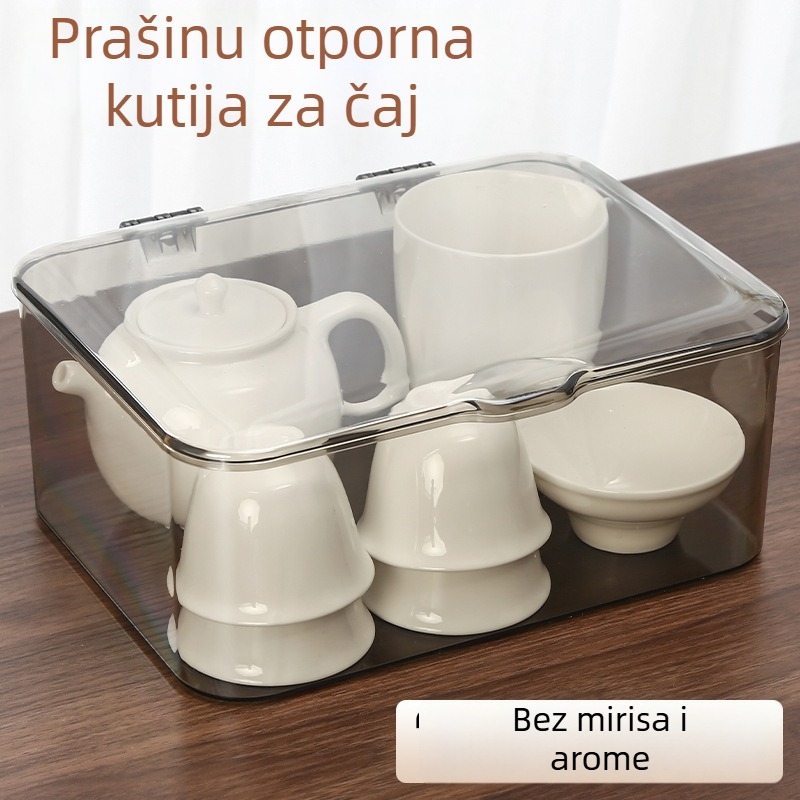 Independence 4898 PS Kutija za pohranu čaja s poklopcem, otporna na prašinu, stolni organizator za čaje i šalice (1 L)