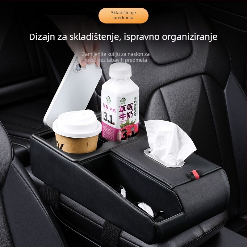 Kožni organizator automobila s kutijom za maramice i držačem za čaše, univerzalna kompatibilnost, porijeklo Guangzhou, prilagođena obrada